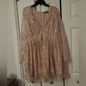 Amazon Sequin Embellished Mini Dress - Pink
